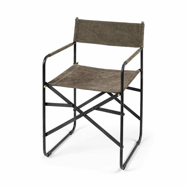 Homeroots Brown Leather with Black Iron Frame Dining Chair 380451